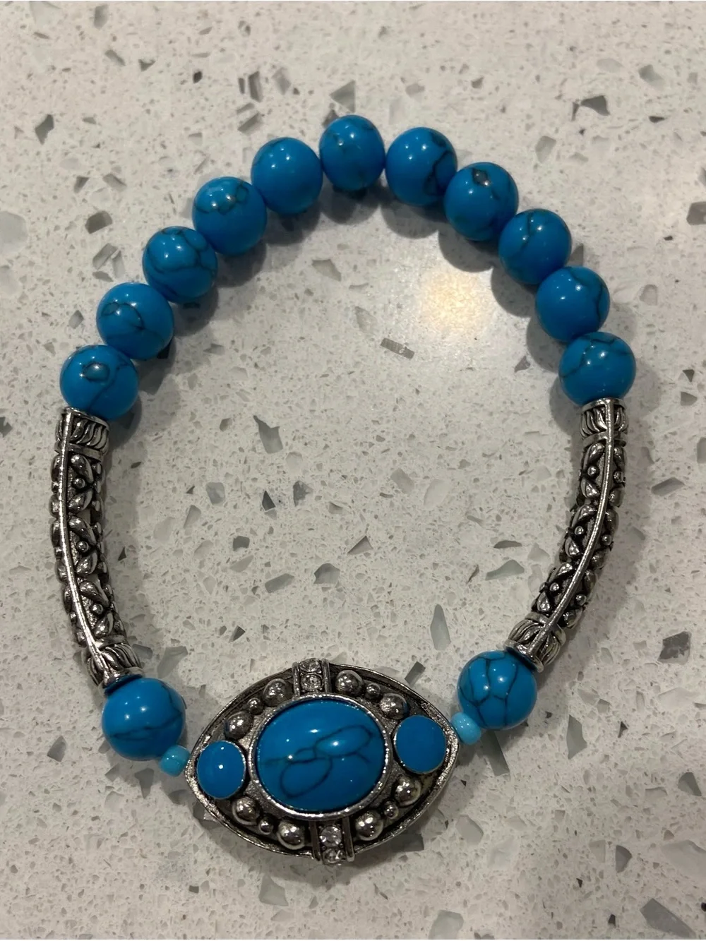 Turquoise Blue Stone Stretch Bracelet